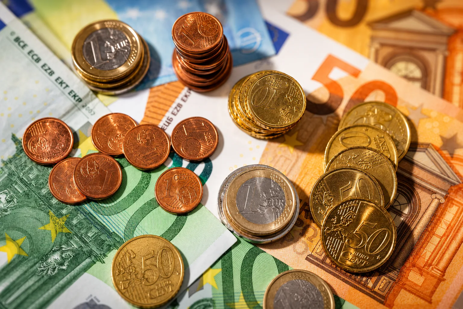 banknoty i monety euro