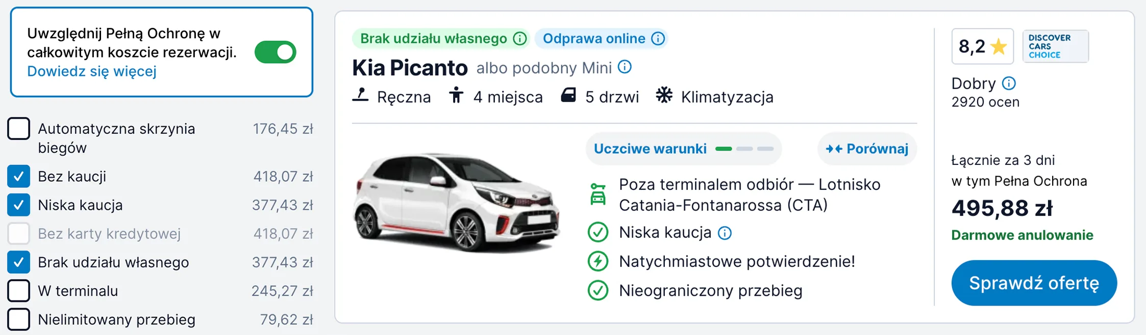 wynajem auta na sycylii