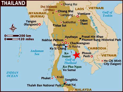 Koh Chang mapa Tajlandia