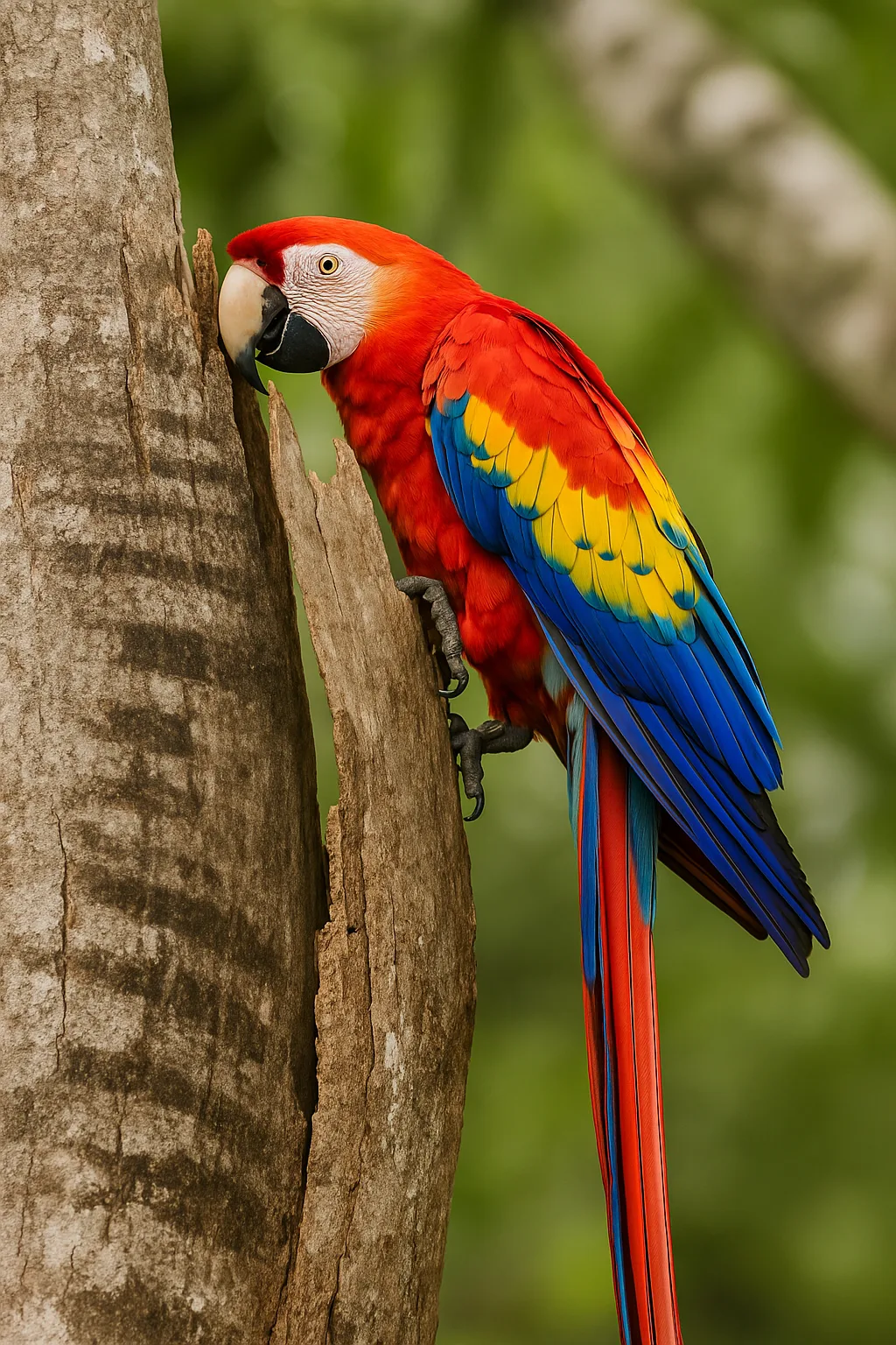ary żółtoskrzydłe na uschniętym konarze - Park Narodowy Manuel Antonio