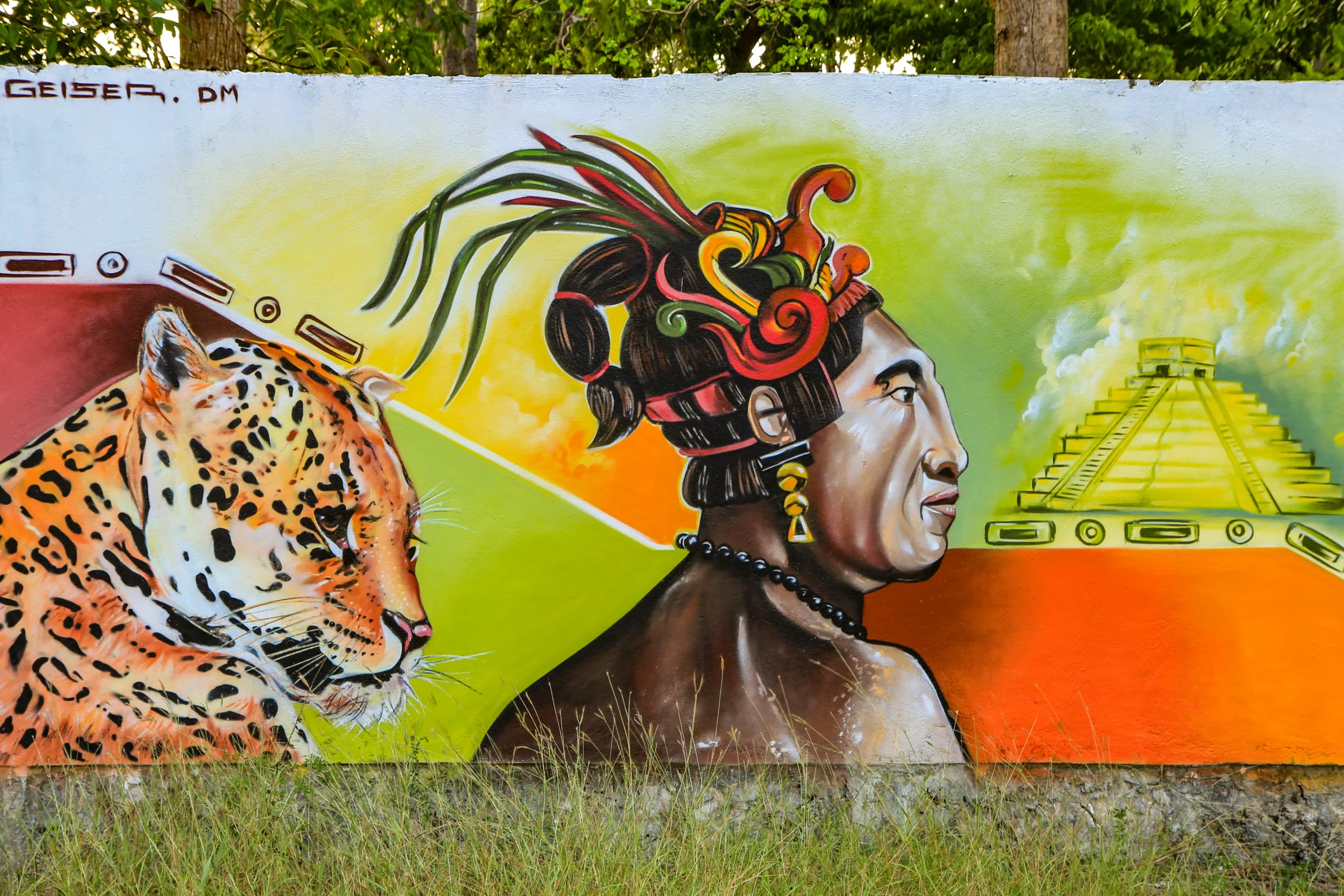 Maj, jaguar i Chichen Itza - Murale w Bacalar