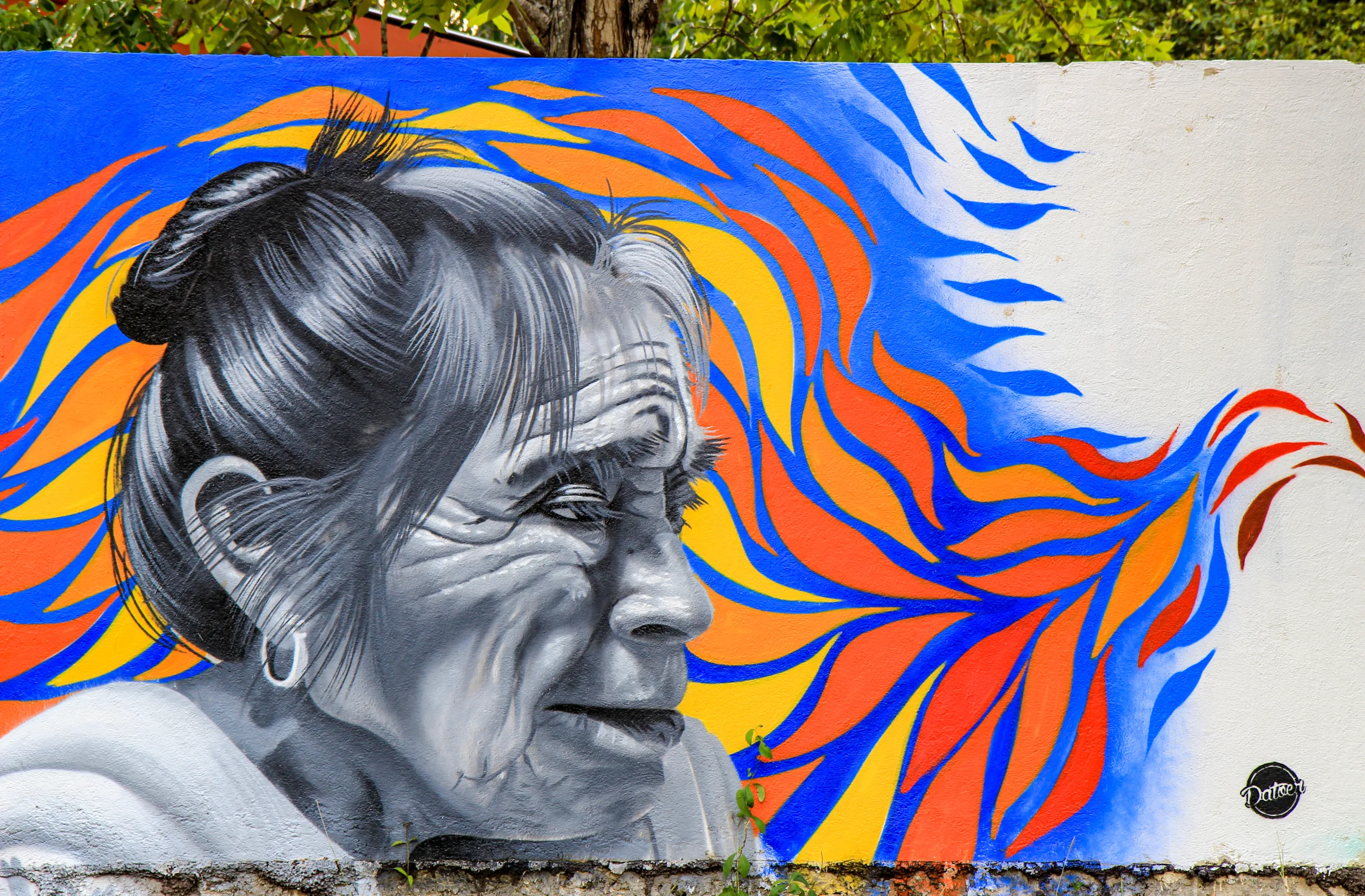 Murale w Bacalar - starsza kobieta