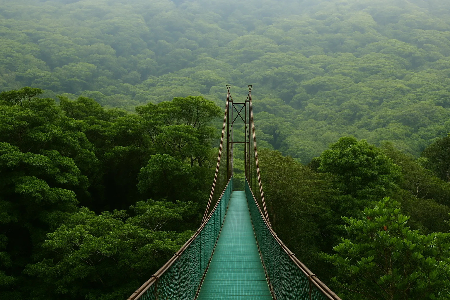 las mglisty Monteverde - Na terenie parku znajdziesz system wiszących mostów