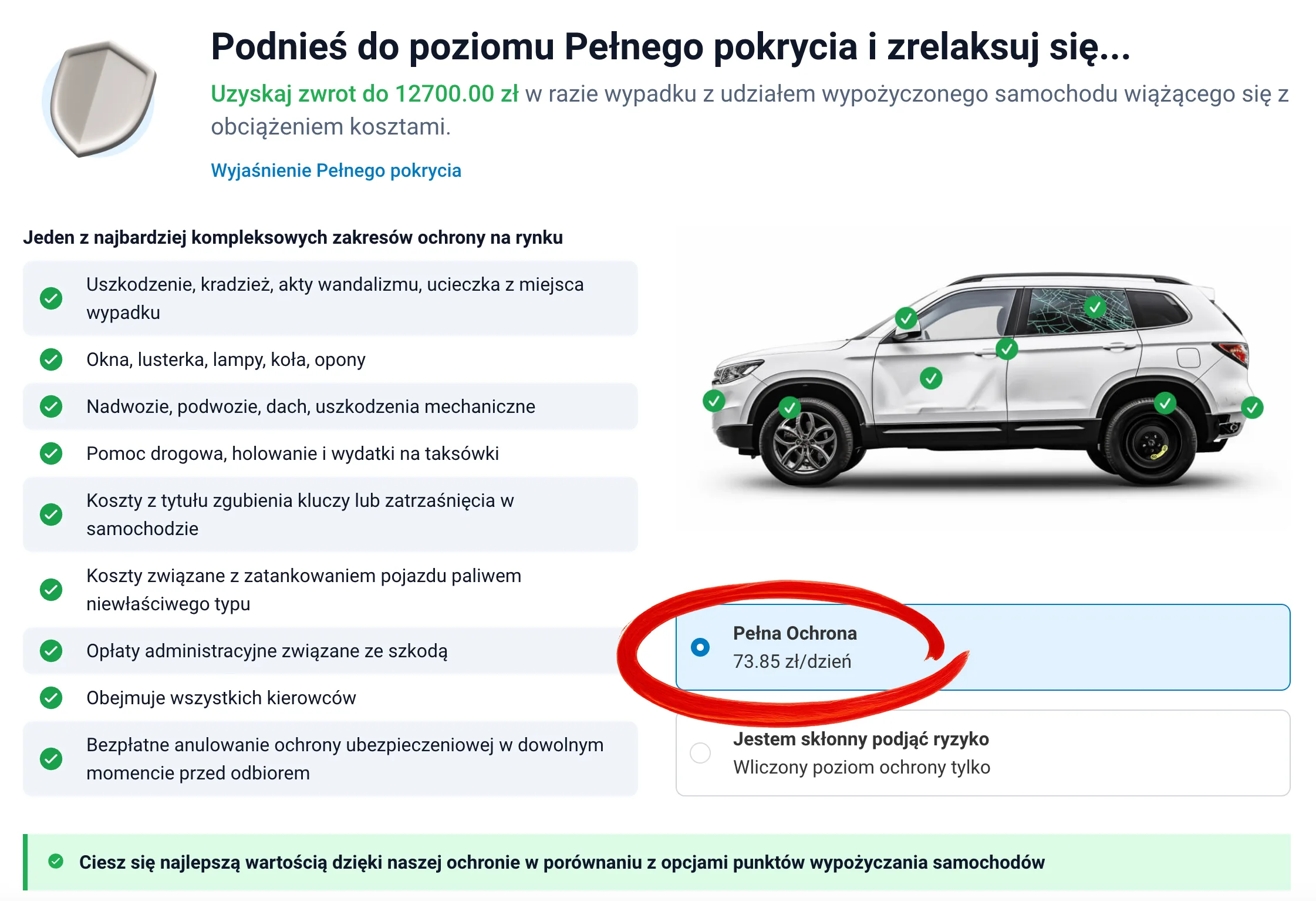 pełna ochrona - wypożyczenia auta bergamo