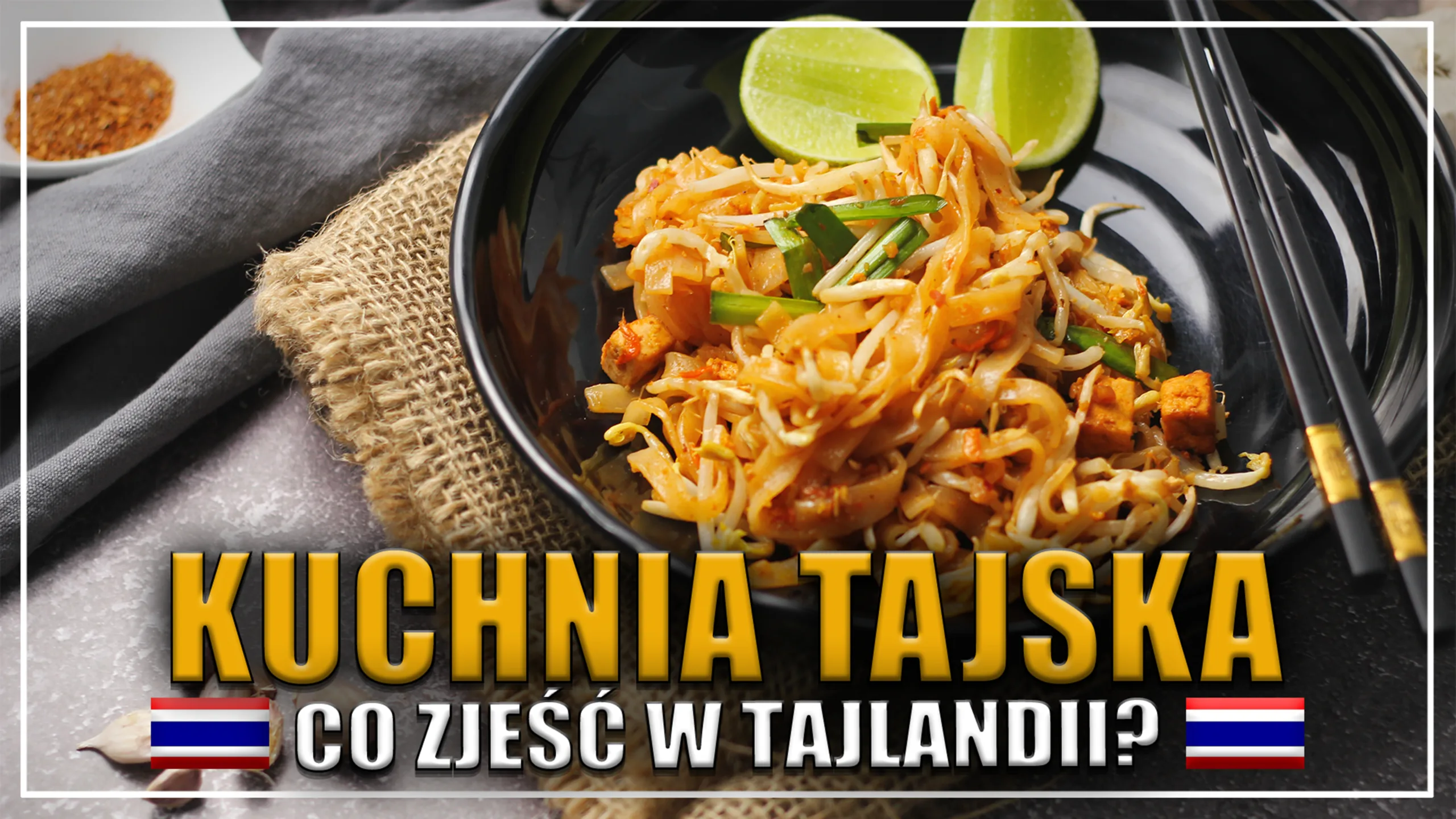 Pad Thai z tofu – tajski makaron ryżowy smażony z warzywami, kiełkami fasoli mung i limonką - Kuchnia Tajska
