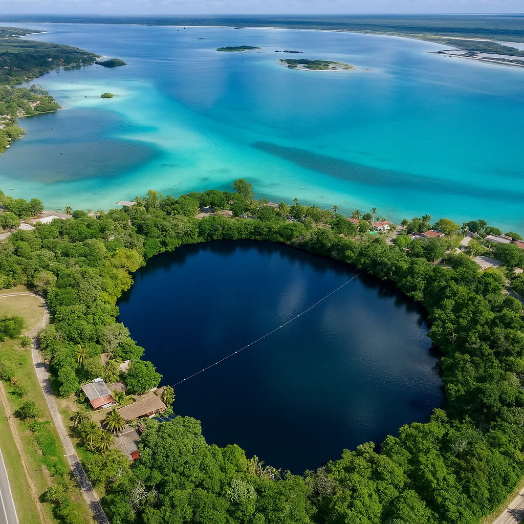 Laguna Bacalar z lotu ptaka
